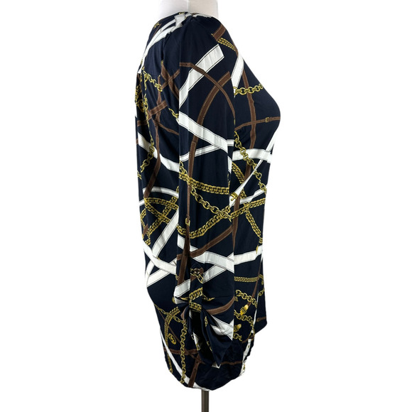 Michael Kors Chain Belt Print Mini Dress or Tunic Top Large Black Gold *No Belt - Picture 11 of 16